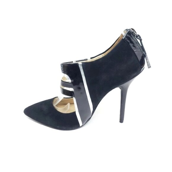 L.A.M.B. Gwen Stefani Black Suede Patent Leather Pointed Toe Heels Womens US 7M - Picture 7 of 9